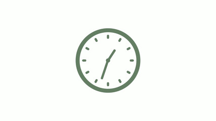 Green gray circle counting down clock icon on white background,clock icon