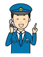 illustration of police man pointing and calling