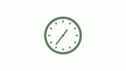 Green gray circle counting down clock icon on white background,clock icon