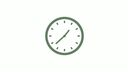 Green gray circle counting down clock icon on white background,clock icon