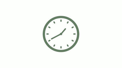 Green gray circle counting down clock icon on white background,clock icon