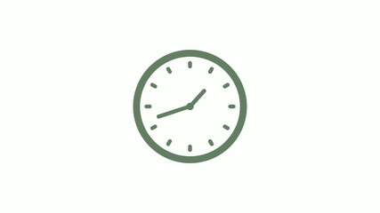 Green gray circle counting down clock icon on white background,clock icon