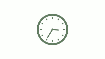 Green gray circle 12 hours clock icon on white background,clock icon,clock icon with trick