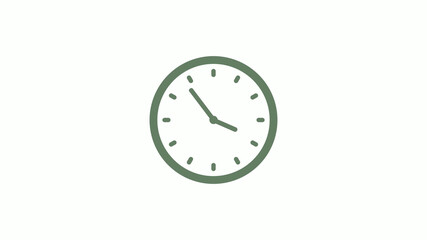Green gray circle 12 hours clock icon on white background,clock icon,clock icon with trick