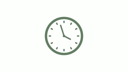 Green gray circle 12 hours clock icon on white background,clock icon,clock icon with trick