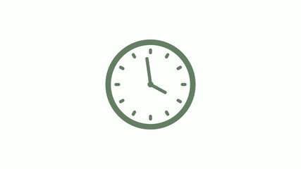 Green gray circle 12 hours clock icon on white background,clock icon,clock icon with trick