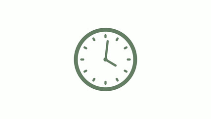 Green gray circle 12 hours clock icon on white background,clock icon,clock icon with trick
