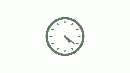Green gray circle 12 hours clock icon on white background,clock icon,clock icon with trick