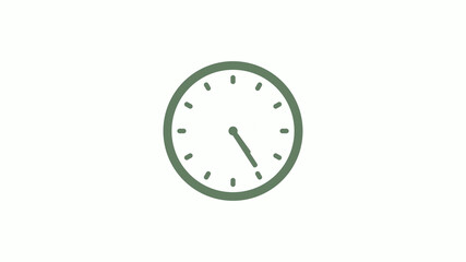 Green gray circle 12 hours clock icon on white background,clock icon,clock icon with trick