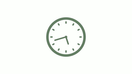 Green gray circle 12 hours clock icon on white background,clock icon,clock icon with trick