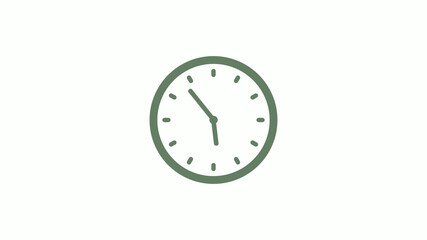 Green gray circle 12 hours clock icon on white background,clock icon,clock icon with trick