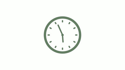 Green gray circle 12 hours clock icon on white background,clock icon,clock icon with trick