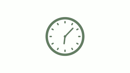 Green gray circle 12 hours clock icon on white background,clock icon,clock icon with trick