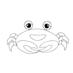 Drawing cute sea animals for kids. Black silhouette on a white background close-up. Vector illustration.