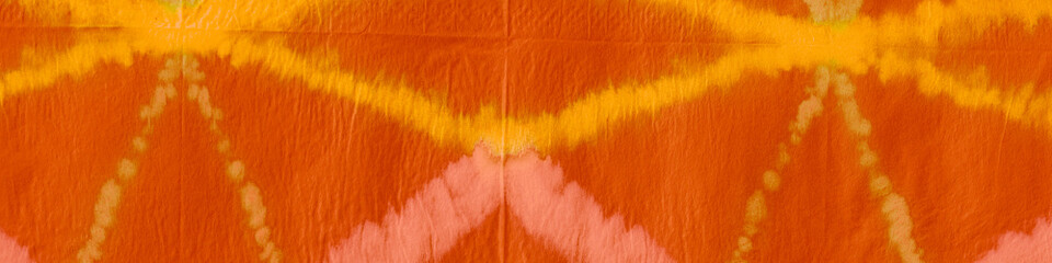 Orange Ogee Ikat. Tie-Dye Background. Watercolor  - obrazy, fototapety, plakaty