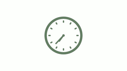Green gray 12 hours circle clock icon on white background,clock icon