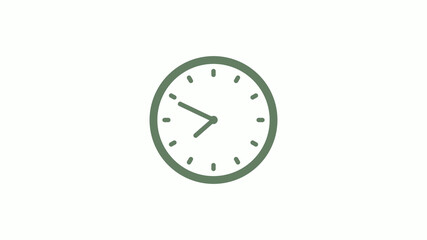 Green gray 12 hours circle clock icon on white background,clock icon