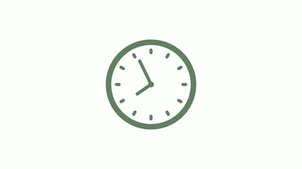 Green gray 12 hours circle clock icon on white background,clock icon