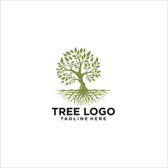 Obraz premium oak tree root logo design template silhouette vector