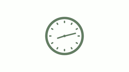 Green gray 12 hours circle clock icon on white background,clock icon