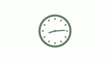 Green gray 12 hours circle clock icon on white background,clock icon