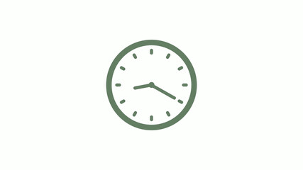 Green gray 12 hours circle clock icon on white background,clock icon