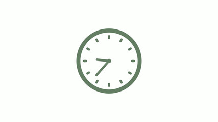 Green gray 12 hours circle clock icon on white background,clock icon