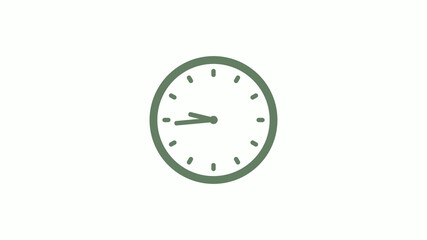 Green gray 12 hours circle clock icon on white background,clock icon