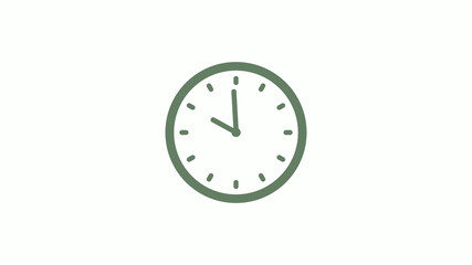 Green gray 12 hours circle clock icon on white background,clock icon