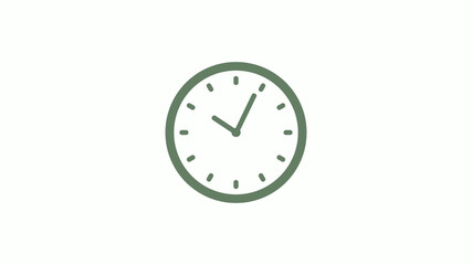 Green gray 12 hours circle clock icon on white background,clock icon