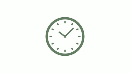 Green gray 12 hours circle clock icon on white background,clock icon