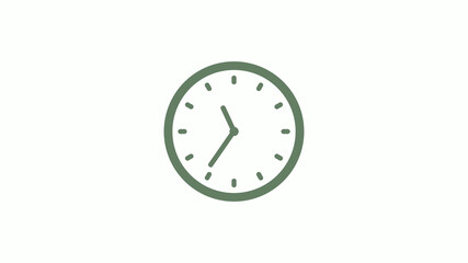 Green gray 12 hours circle clock icon on white background,clock icon