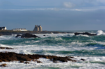 Waves on the Quiberon wild coast in Brittany