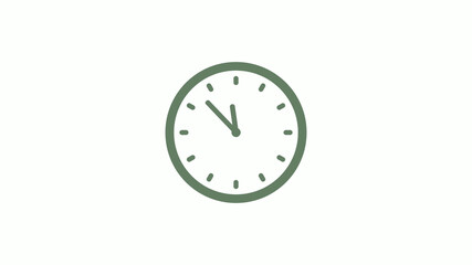 Green gray 12 hours circle clock icon on white background,clock icon