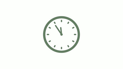 Green gray 12 hours circle clock icon on white background,clock icon
