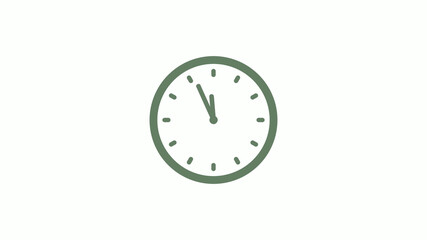Green gray 12 hours circle clock icon on white background,clock icon
