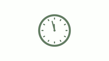 Green gray 12 hours circle clock icon on white background,clock icon