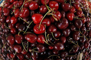 Basket of cherries at the market