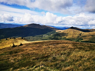 Autumn in the Bieszczady Mountains Poland. Mountain trails in the Bieszczady Mountains. Trekking in the Bieszczady Mountains.