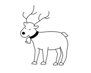 手描きのトナカイのイラスト／かわいい／シンプル／クリスマス／鹿