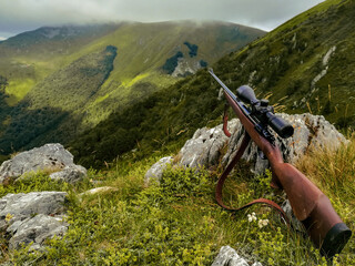 Sniper rifle prepared for hunting