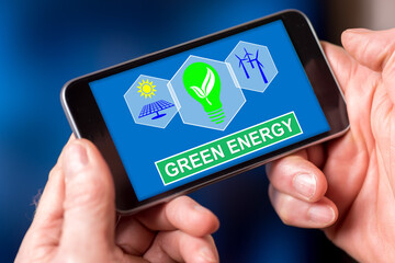 Green energy concept on a smartphone