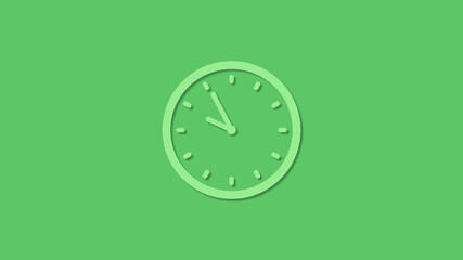 Amazing circle green color 12 hours clock icon on green background,clock icon