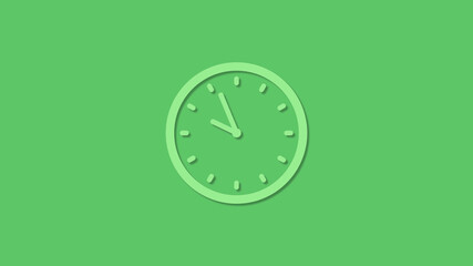 Amazing circle green color 12 hours clock icon on green background,clock icon