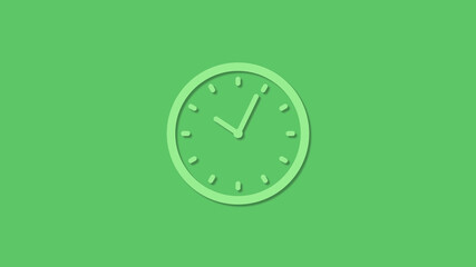 Amazing circle green color 12 hours clock icon on green background,clock icon
