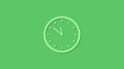 Amazing circle green color 12 hours clock icon on green background,clock icon