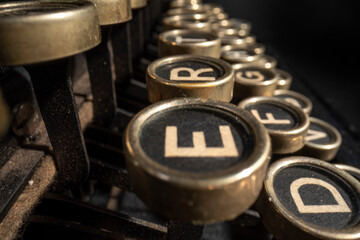 close-up shot of vintage typewriter keys