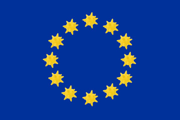 EU epidemic flag concept with viruses instead of yellow stars