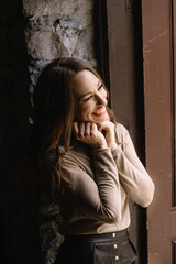 Fototapeta premium photo shoot of a girl on the street in autumn