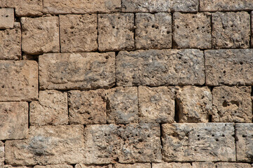 Old stone brick wall close up
